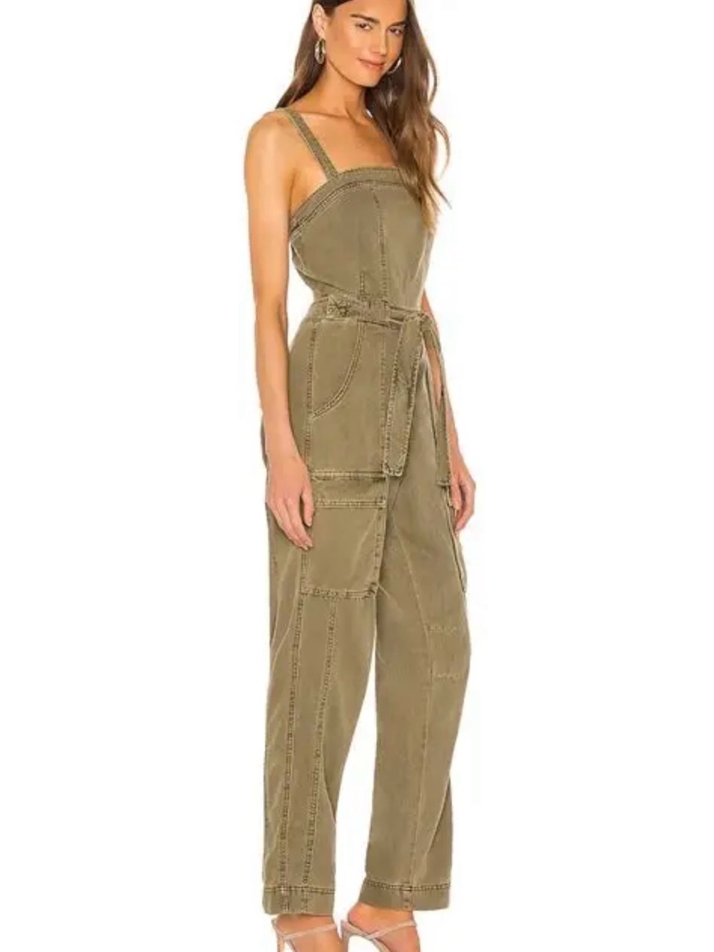 Free People Olive Go West Utility Jumpsuit